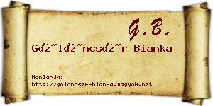 Gölöncsér Bianka névjegykártya
